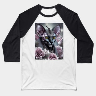 Fantasy Sphynx Cat Dazzles in Pearls Baseball T-Shirt